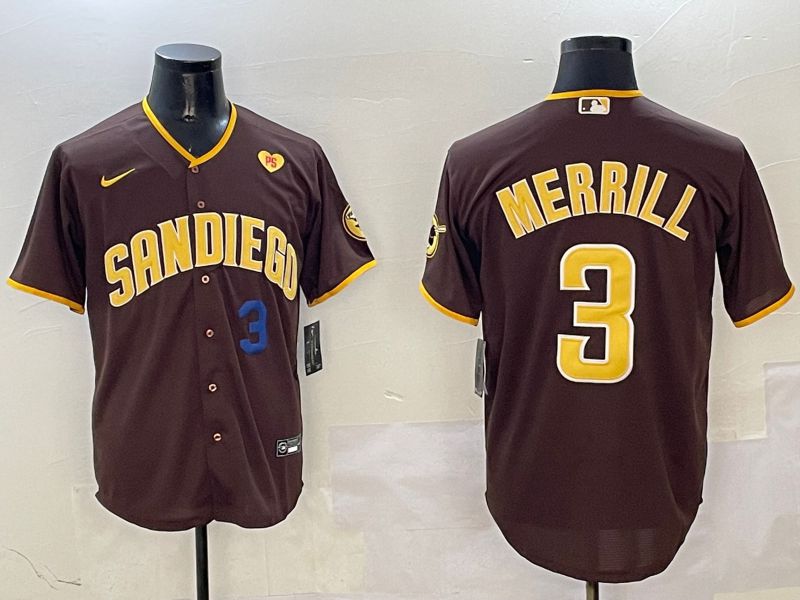 Men San Diego Padres #3 Merrill Brown Game 2025 Nike MLB Jersey style 13->san diego padres->MLB Jersey